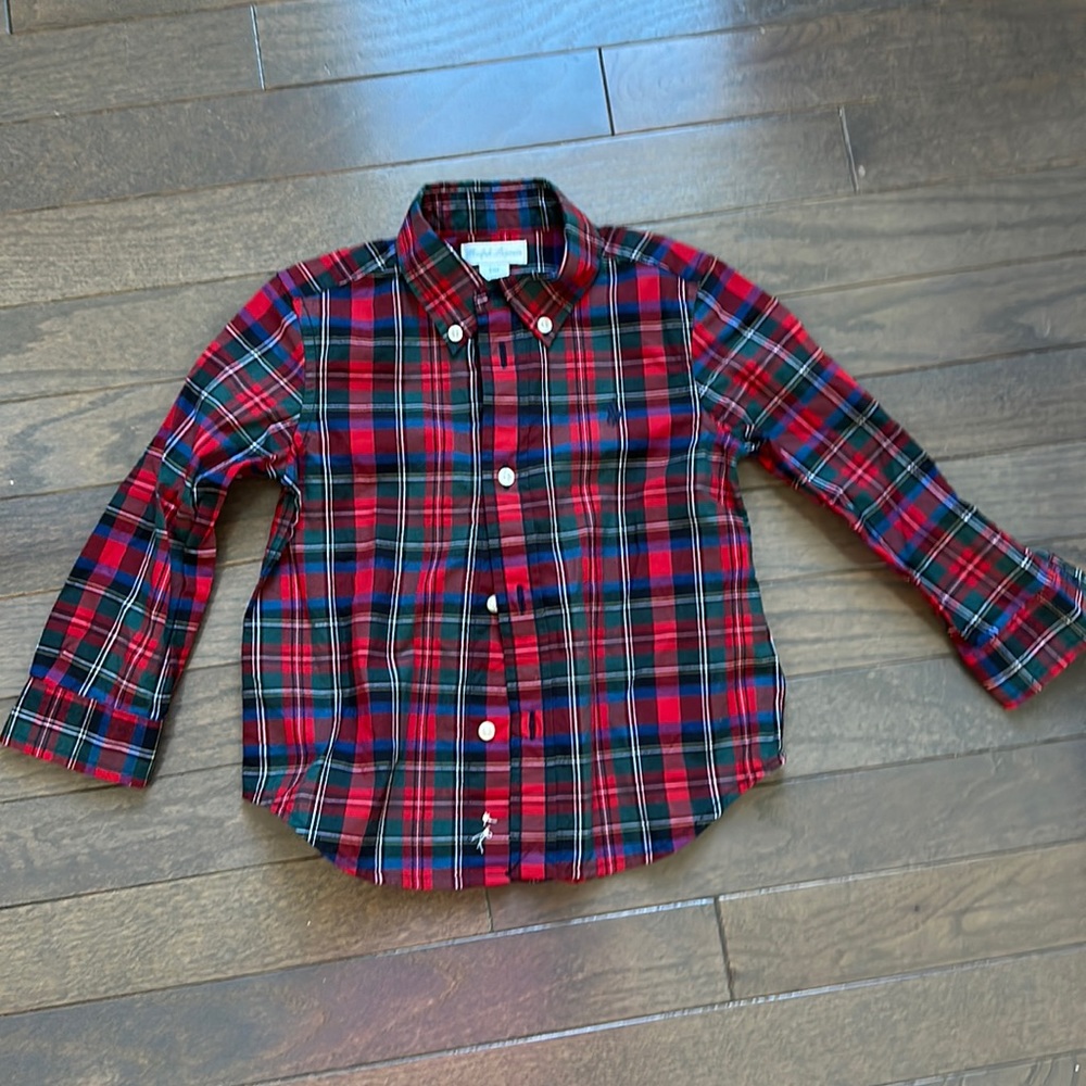 Ralph Lauren Baby Boy. Plaid Cotton Poplin Shirt. 24 months.